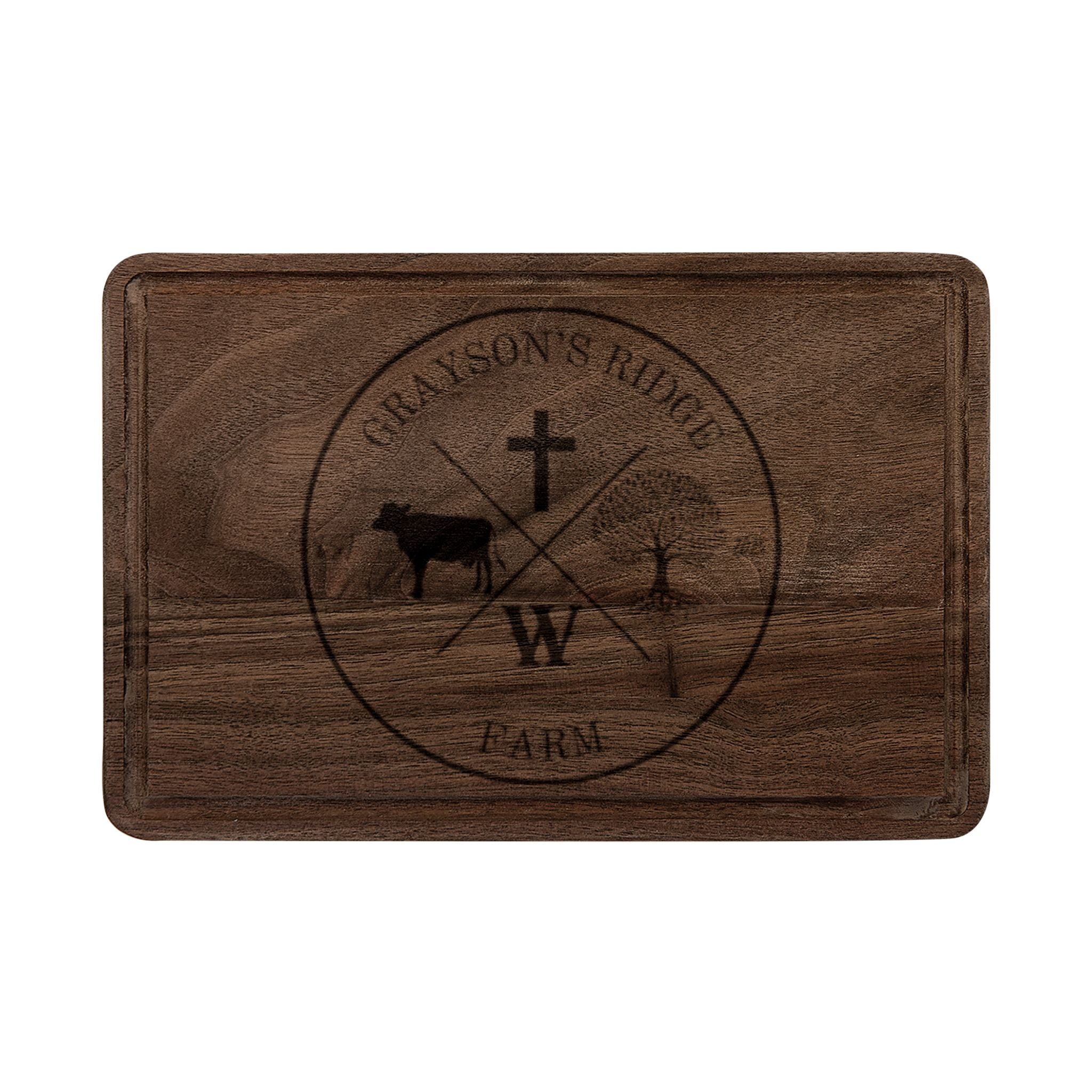 Engraved Farm Logo Wooden Cutting Board – Personalized Ranch & Country Kitchen Gift