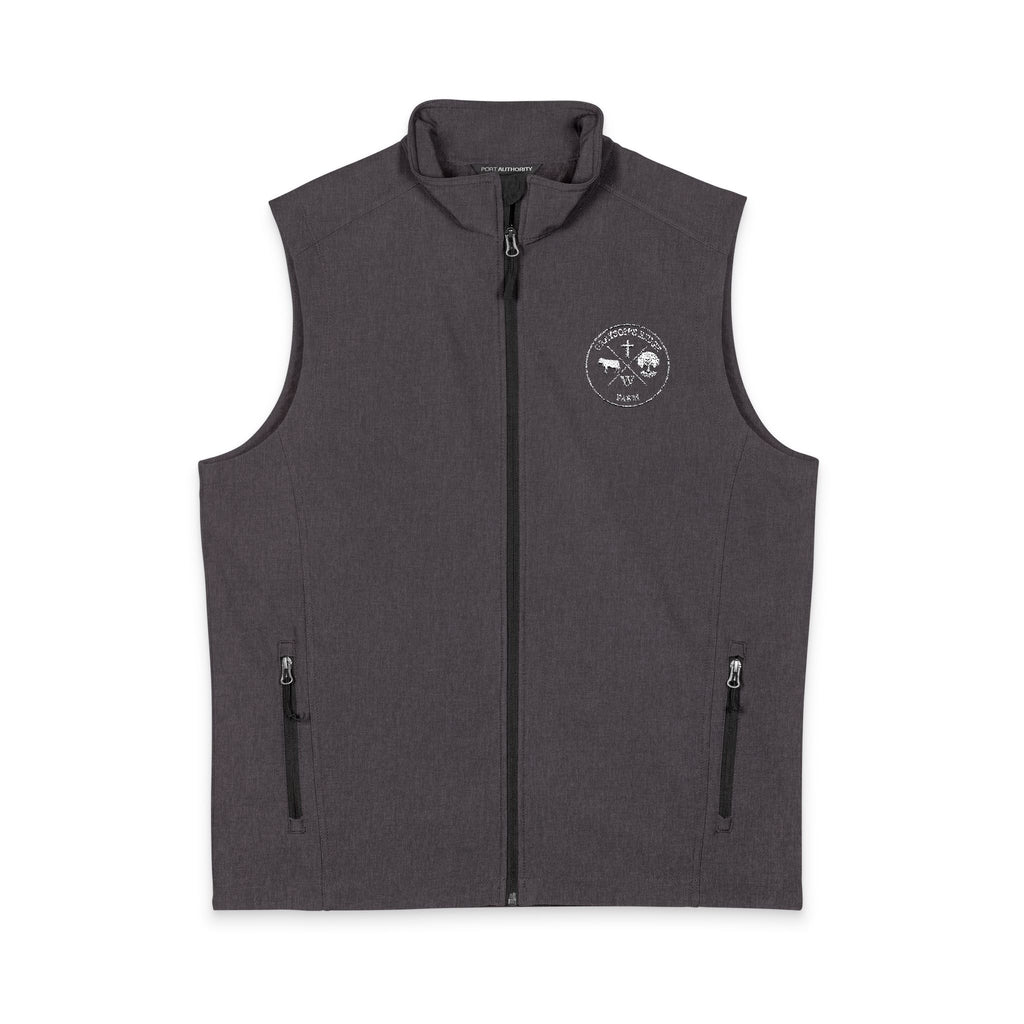 Men's Soft Shell Vest — Small Mountain Patch Chest Logo (Outdoor, Casual)