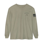 Grayson’s Ridge Farm Long Sleeve T-Shirt — Farm Logo Tee with Cross & American Flag