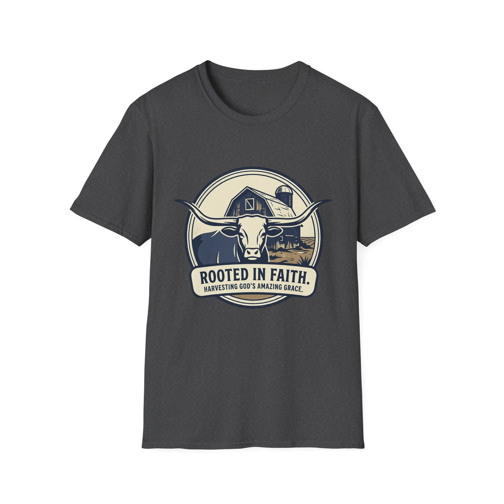 Rooted in Faith Farm T‑Shirt — 'Rooted in Faith' Longhorn & Grayson’s Ridge Farm Graphic Tee