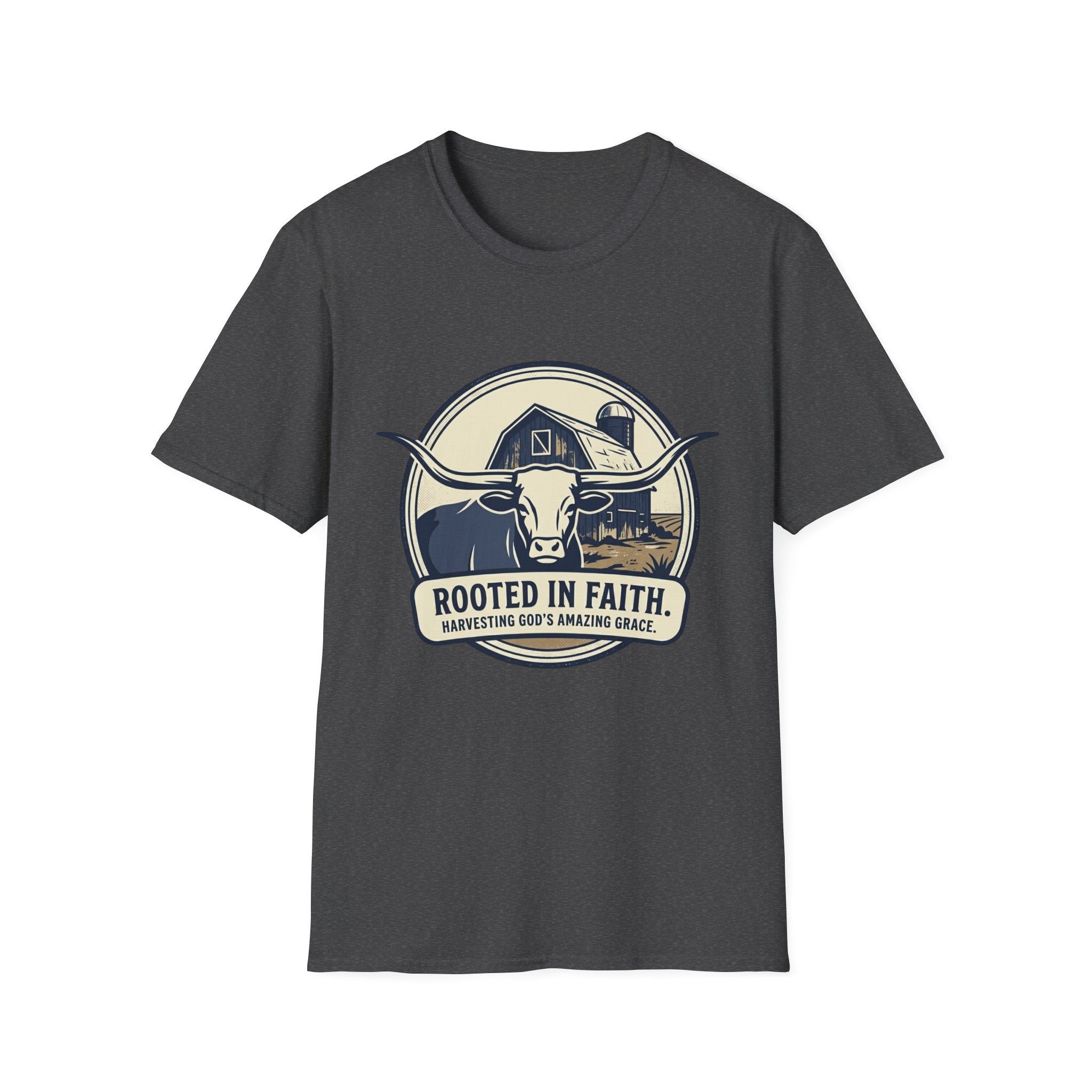 Rooted in Faith Farm T‑Shirt — 'Rooted in Faith' Longhorn & Grayson’s Ridge Farm Graphic Tee