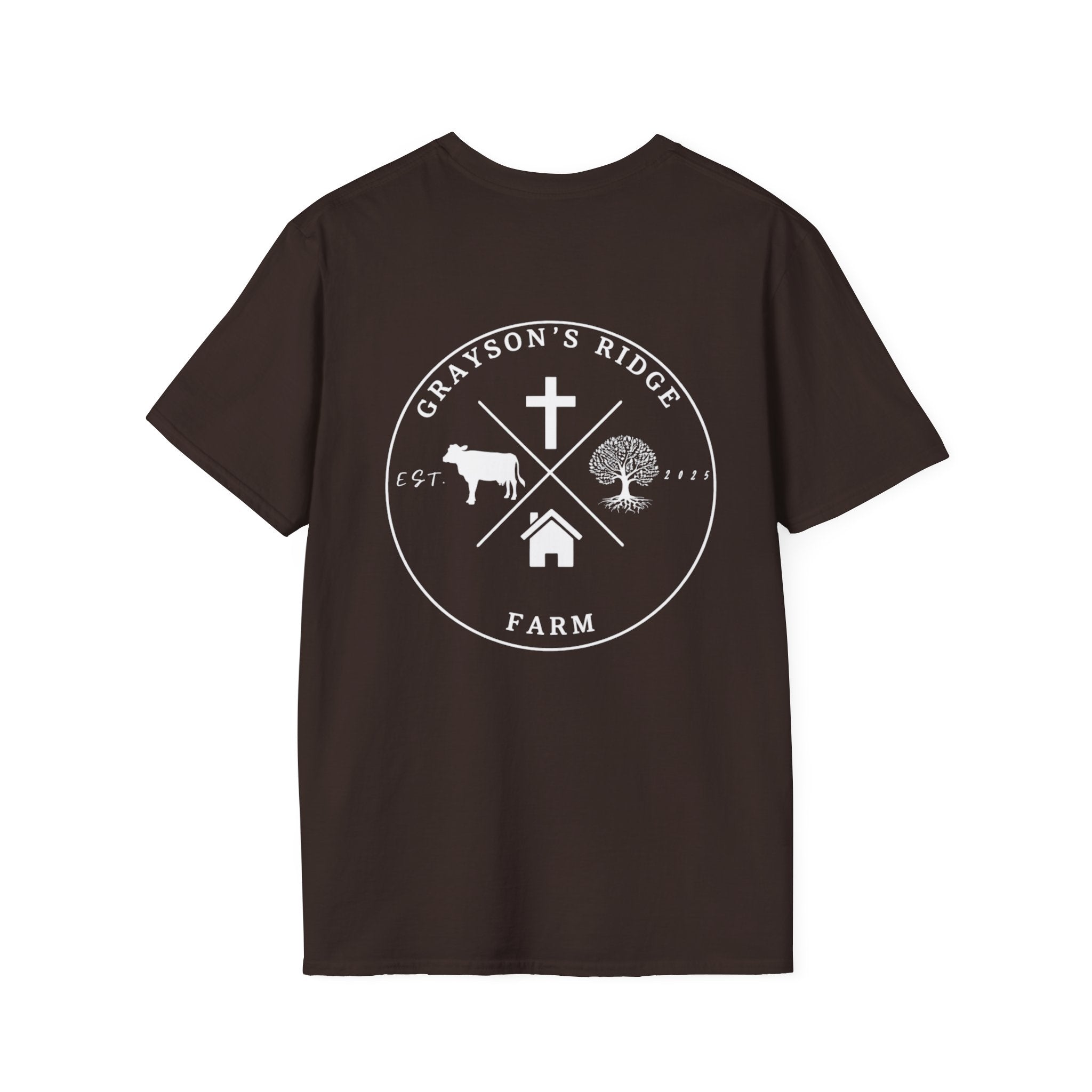 Rooted in Faith Farm T‑Shirt — 'Rooted in Faith' Longhorn & Grayson’s Ridge Farm Graphic Tee