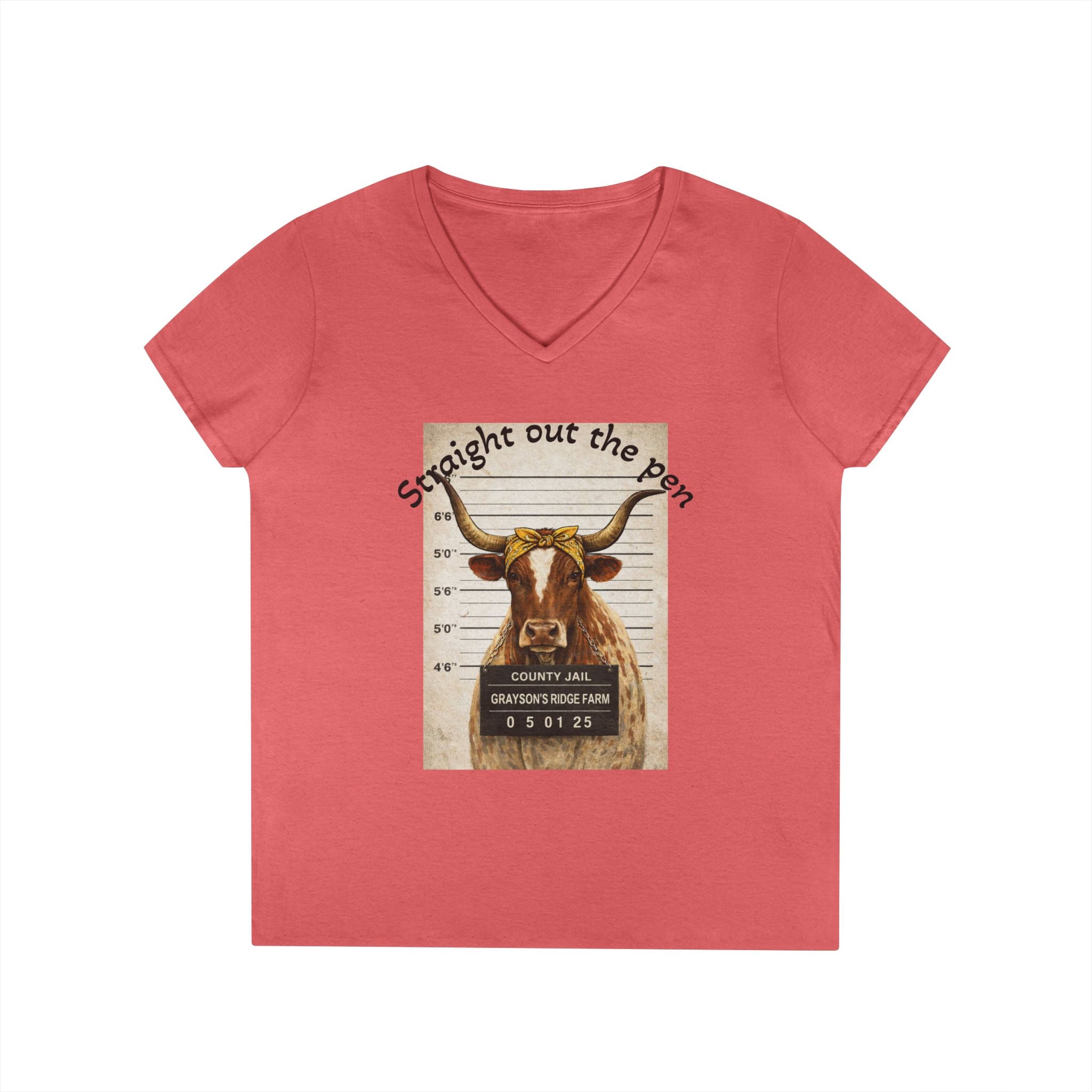 Straight Out The Pen Longhorn V-Neck Tee