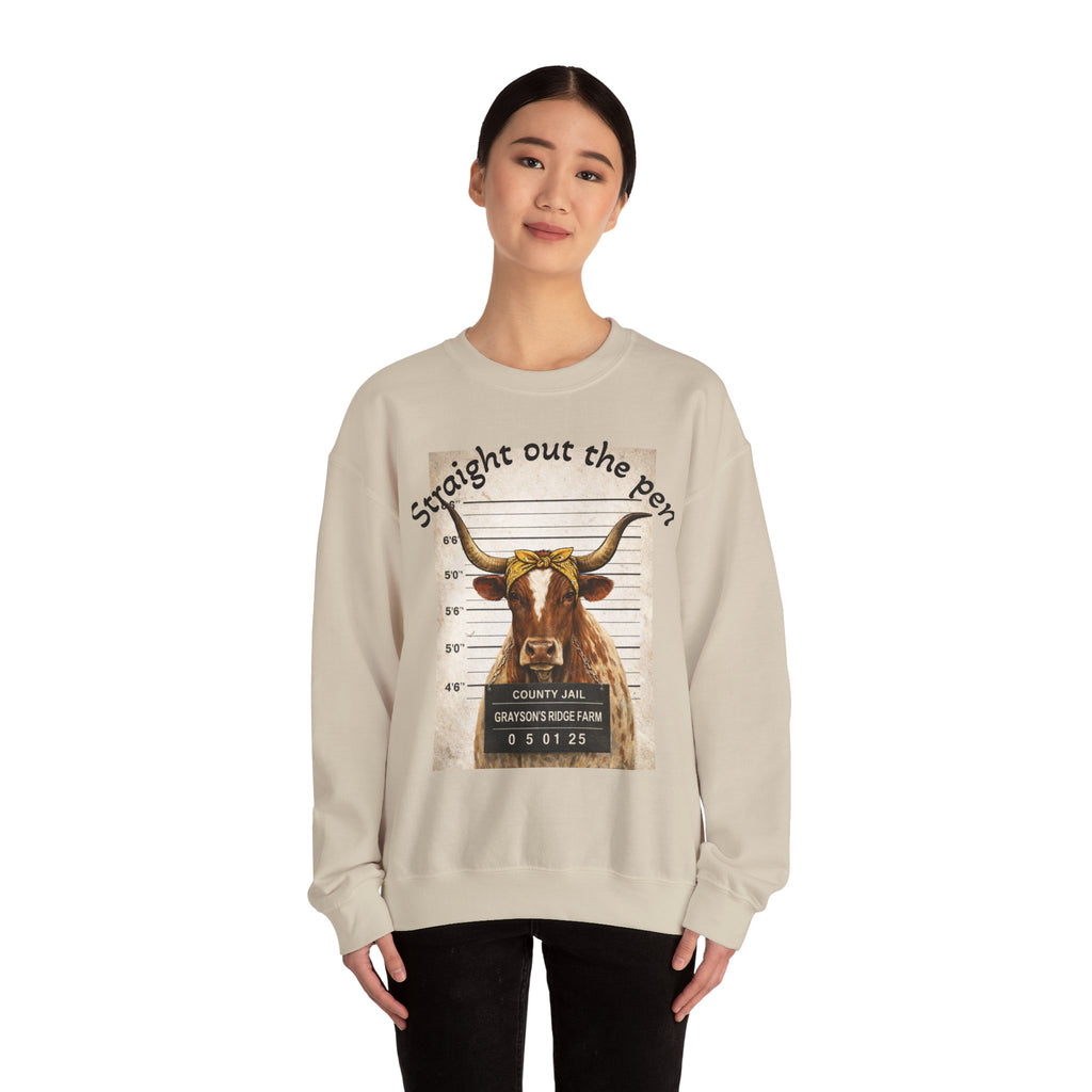 Straight Out the Pen Longhorn Mugshot Sweatshirt