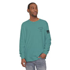 Grayson’s Ridge Farm Long Sleeve T-Shirt — Farm Logo Tee with Cross & American Flag