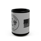 American Flag Farm Logo Mug — Black Ceramic Coffee Cup (11oz/15oz)