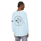 Grayson’s Ridge Farm Long Sleeve T-Shirt — Farm Logo Tee with Cross & American Flag