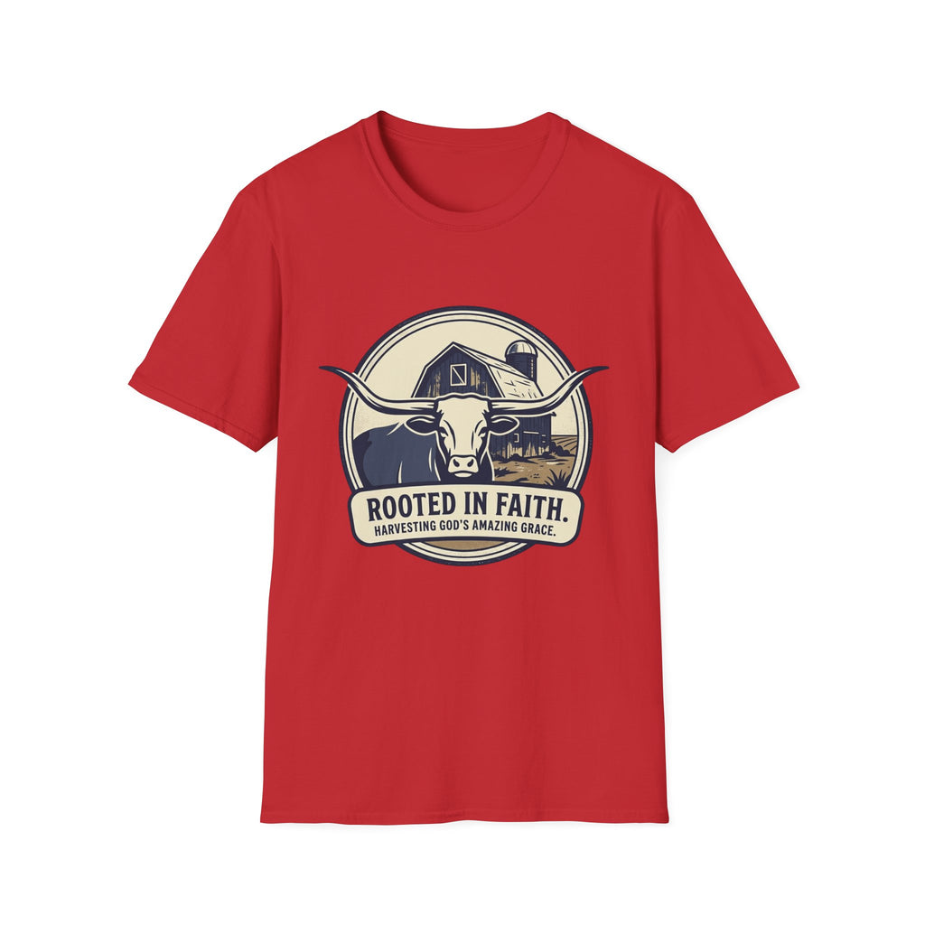 Rooted in Faith Farm T‑Shirt — 'Rooted in Faith' Longhorn & Grayson’s Ridge Farm Graphic Tee