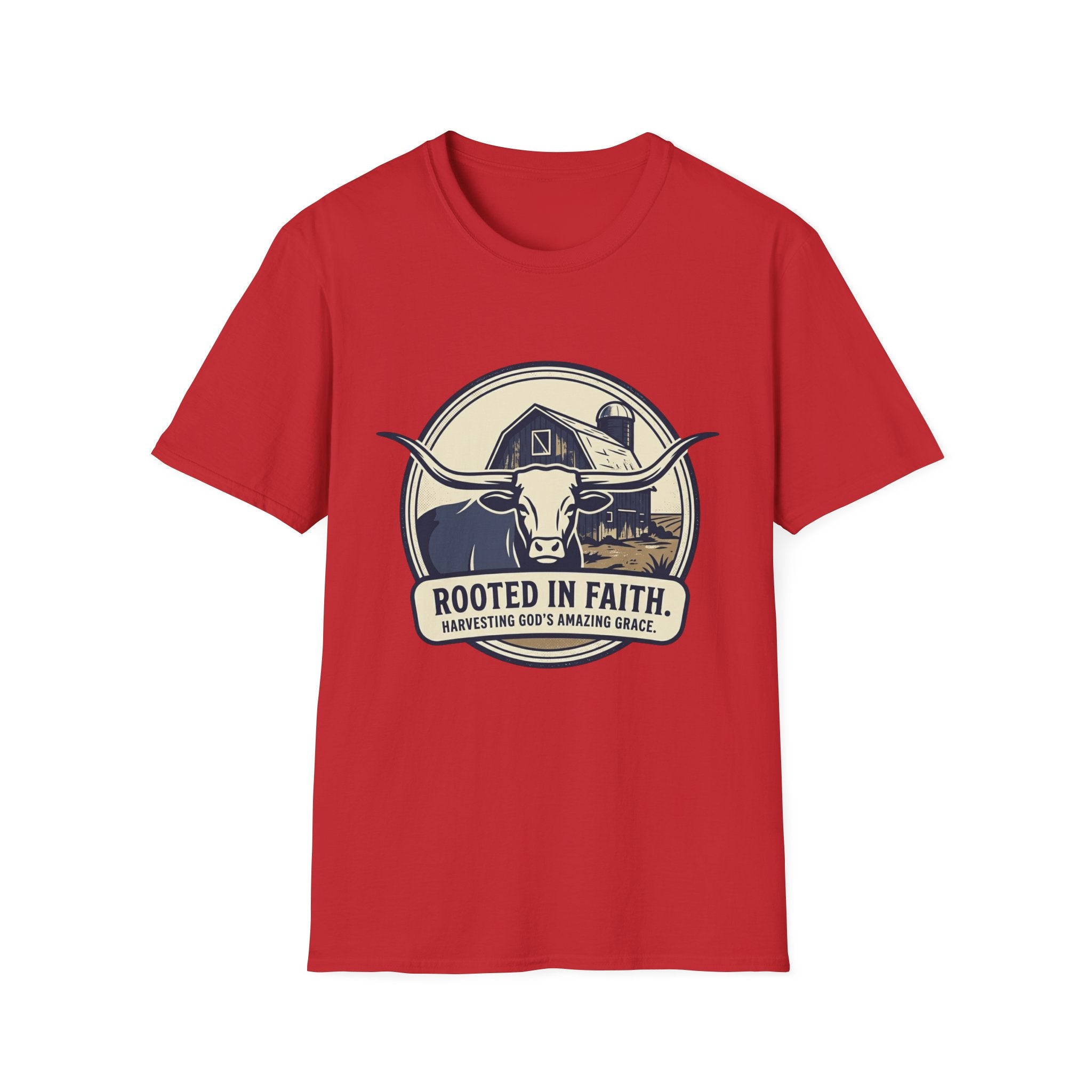 Rooted in Faith Farm T‑Shirt — 'Rooted in Faith' Longhorn & Grayson’s Ridge Farm Graphic Tee