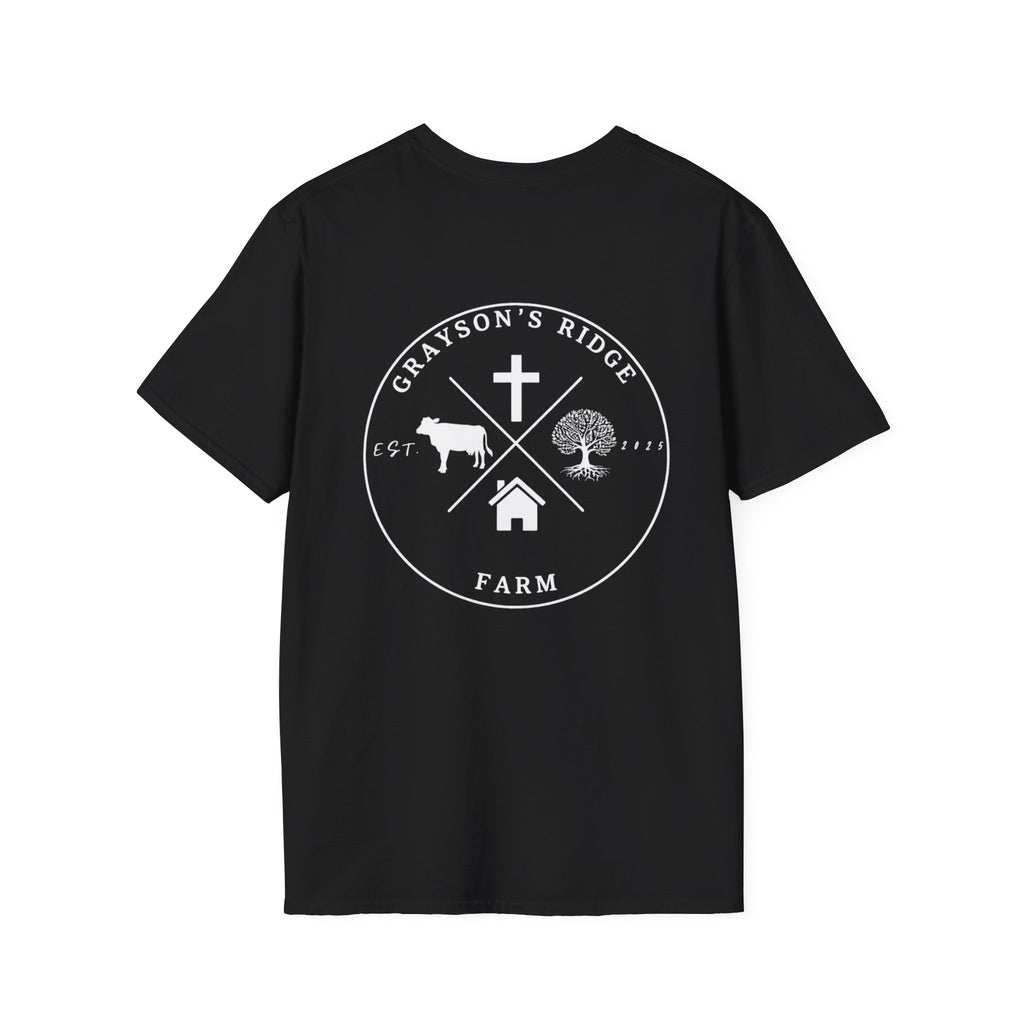 Rooted in Faith Farm T‑Shirt — 'Rooted in Faith' Longhorn & Grayson’s Ridge Farm Graphic Tee