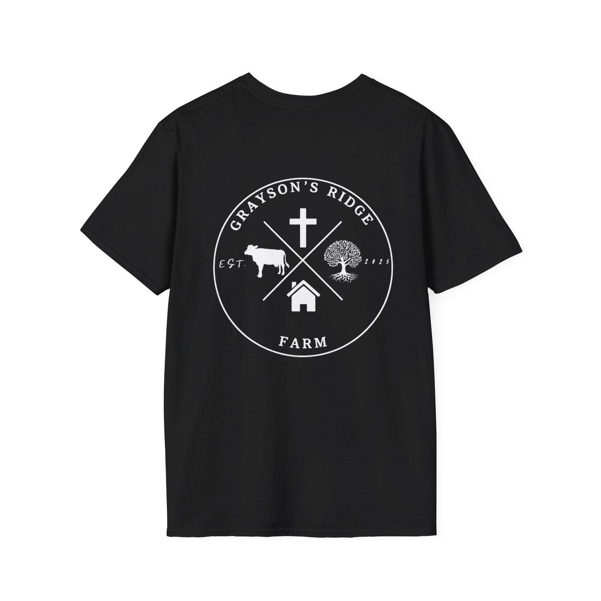 Rooted in Faith Farm T‑Shirt — 'Rooted in Faith' Longhorn & Grayson’s Ridge Farm Graphic Tee