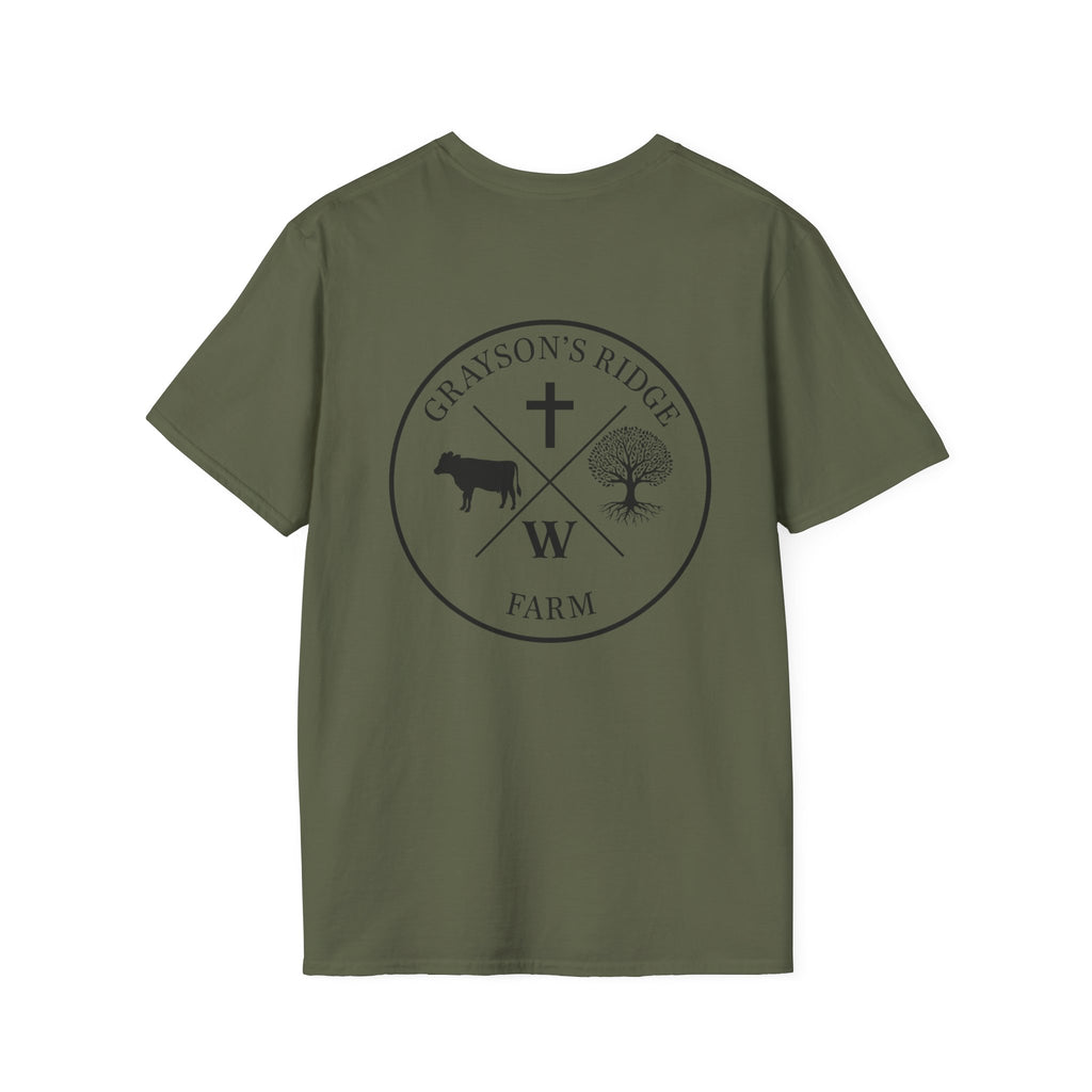Rooted in Faith Farm T‑Shirt — 'Rooted in Faith' Longhorn & Grayson’s Ridge Farm Graphic Tee